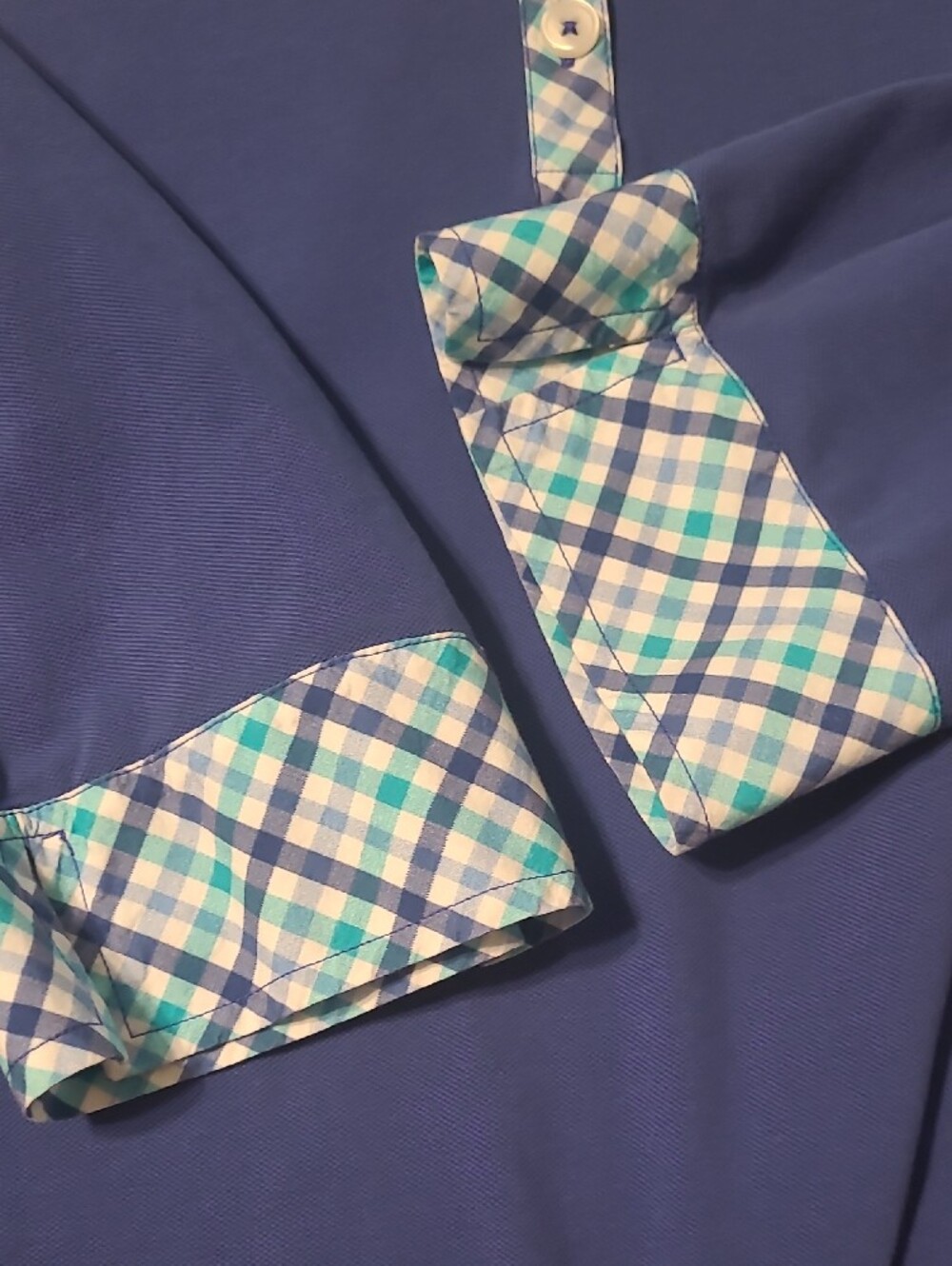 Appleseed's Royal Blue Polo Dress with Plaid Trim Size PL - Picture 5 of 6